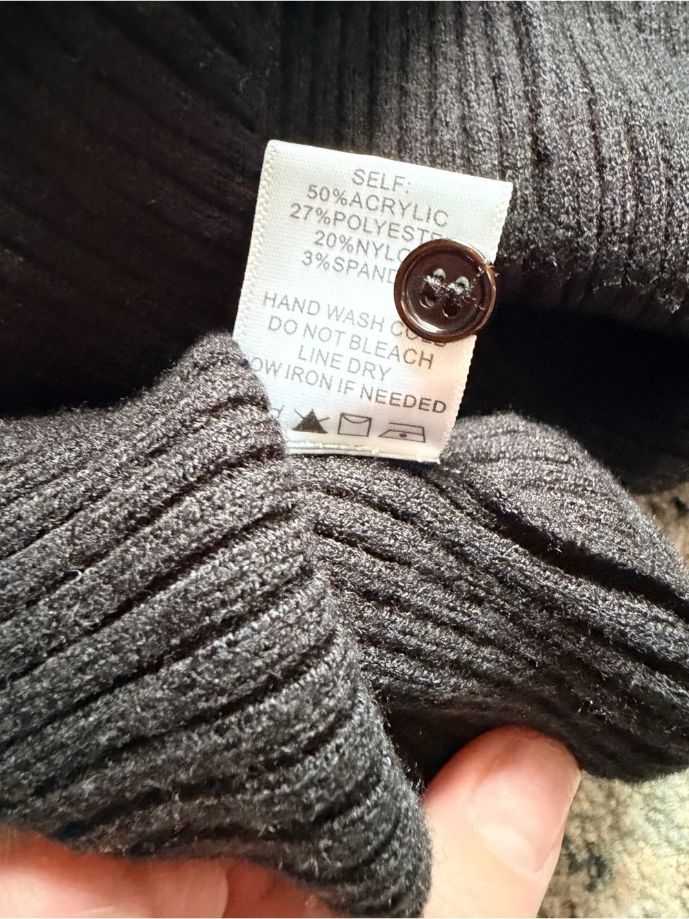 Altar'd State Black Ribbed Cardigan with Ruffled Trim - Picture 7 of 7